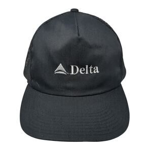 Delta Snapback Trucker Hat Black OS Adjustable Embroidered Mesh Back Cintas